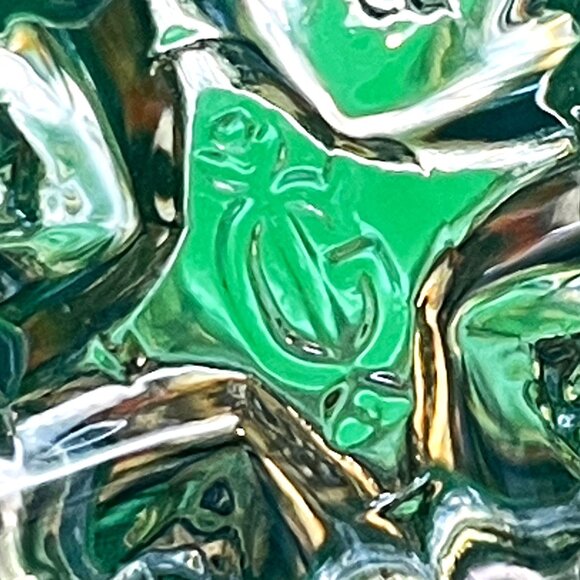 Vintage 1950s Imperial Carnival Glass Daisy Button Green Flared Vase Crimped Rim - Picture 5 of 16